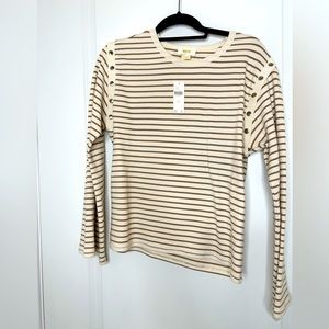 Anthropolgie Maeve cream and tan striped sweater